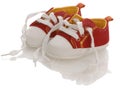 Untied baby shoes Royalty Free Stock Photo