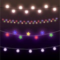 Set of multicolored garlands in round and star shape