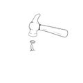 Nail Hammer icon in doodle sketch lines. Construction tool work carpenter nail wood Royalty Free Stock Photo