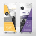 Business roll up design template, X-stand, Vertical flag-banner design layout, standee display promoting