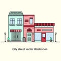 City street line vector illustration