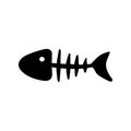 Fishbone doodle icon vector hand drawing