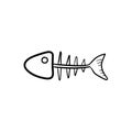 Fishbone doodle icon hand drawing