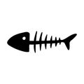 Fishbone doodle icon hand drawing
