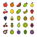 Fruits Filled Outline Icon Set