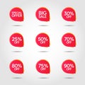 Set of red and yellow discount stickers, badge, sign Royalty Free Stock Photo