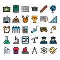 Set of filled outline education icons Royalty Free Stock Photo