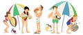 People on the beach cartoon vector