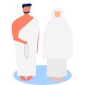 Islamic pilgrimage couple people with ihram costume