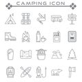 Camping related line icons, Various camping related line icons, Royalty Free Stock Photo