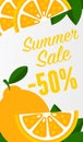 Summer fruits sales banners lemon slide , season discount leaflets set.