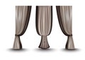 Set of realistic pleated curtains. Vector illustration