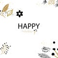 Winter background. Merry and Bright. Collection pattern of Christmas twigs and flowers.