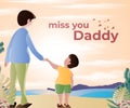 Vector illustration for father`s day with beautiful text `Miss you Daddy` Royalty Free Stock Photo