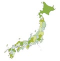 Highly detailed editable political map with separated layers. Japan. Royalty Free Stock Photo