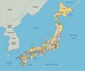 Japan - Highly detailed editable political map with labeling. Royalty Free Stock Photo