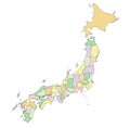 Japan - Highly detailed editable political map. Royalty Free Stock Photo