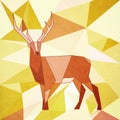 Geometric painting of stained glass deer.