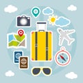 Time to travel stickers, Vacations time, Journey in holidays, Vector Illustration Flat Style. Royalty Free Stock Photo