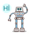 Cute smiling robot mascot, robot say hi, modern flat Vector cartoon character illustration. Isolated on white background Royalty Free Stock Photo