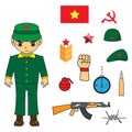 Vector illustration of Vietnamese soldiers with weapons