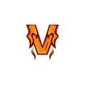 Letter v burn fire logo