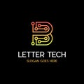 Letter B Circuit Modern Techno Logo Royalty Free Stock Photo