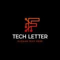 Letter F Circuit Modern Technology Monogram Media Logo