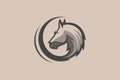 Circle with horse head concept, animal logo template Royalty Free Stock Photo