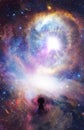 Glowing universal portal, infinite love, life, source, soul journey through Universe doorway, keyhole