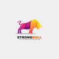 Strong bull logo design colorful