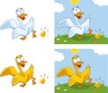 Goose Cartoon Characters With Egg Royalty Free Stock Photo