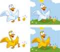 Goose Cartoon Characters With Egg Royalty Free Stock Photo