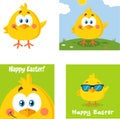 Yellow Chick Cartoon Character. Vector Collection Set Royalty Free Stock Photo