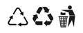 The universal recycling symbol on white background. International recycling symbols used on packaging.