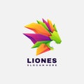 Beautiful gradient colorful lion logo