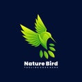Leaf colored bird logo looks natural