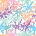 floral cat pattern on pastel ikat pattern Royalty Free Stock Photo