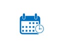 Calendar Month Icon, Flat Calendar symbol with clock icon Royalty Free Stock Photo