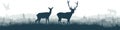 Seamless panorama of the prarie with deers, eagle, Prairie dog and gray wolf Royalty Free Stock Photo