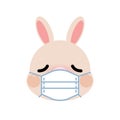 Cute cartoon rabbit with medical mask Royalty Free Stock Photo