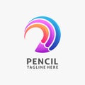 Colorful circle pencil logo design