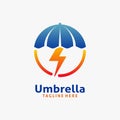 Umbrella and lightning logo design