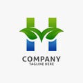 Letter H leaf logo design Royalty Free Stock Photo