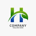Letter H leaf logo design Royalty Free Stock Photo