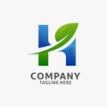 Letter H leaf logo design Royalty Free Stock Photo