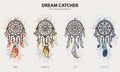 Dream Catcher With Four Element Symbols By Fire Earth Air And Water - Vector