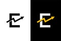 Letter E with chart arrow up concept. Very suitable in various business purposes, also for icon, symbol, logo.