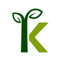 Letter K with a leaf concept. Very suitable in various natural business purposes also for icon, symbol, logo.