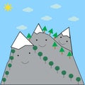 Mountain with three smiling peaks